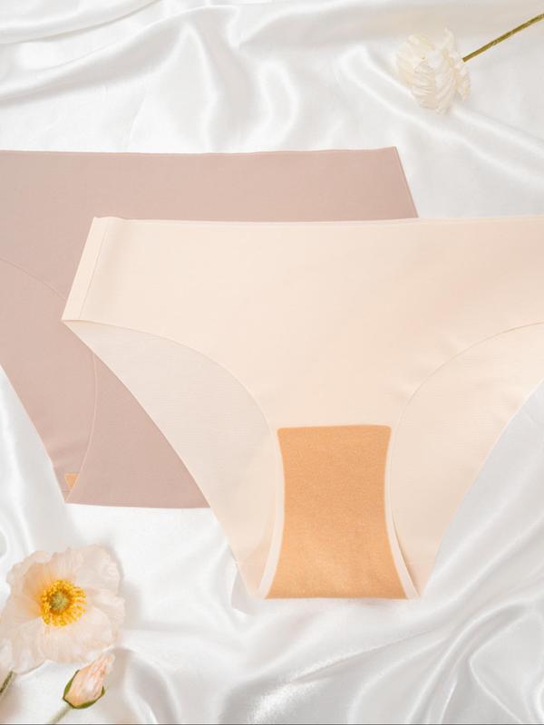 Womenswear, Solid Color Comfort Seamless Panties for Women, Minimalist Soft Comfy Breathable Knicker for Daily Wear, Underwear for All Seasons