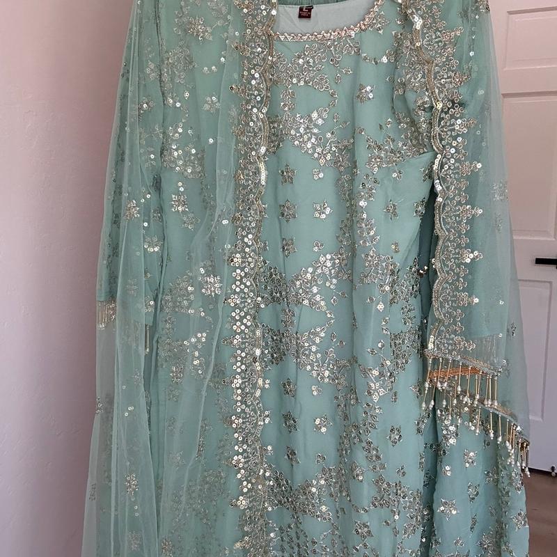 Indian green  Heavy Embroidered Sharara Suit Set for Women - Perfect for Weddings