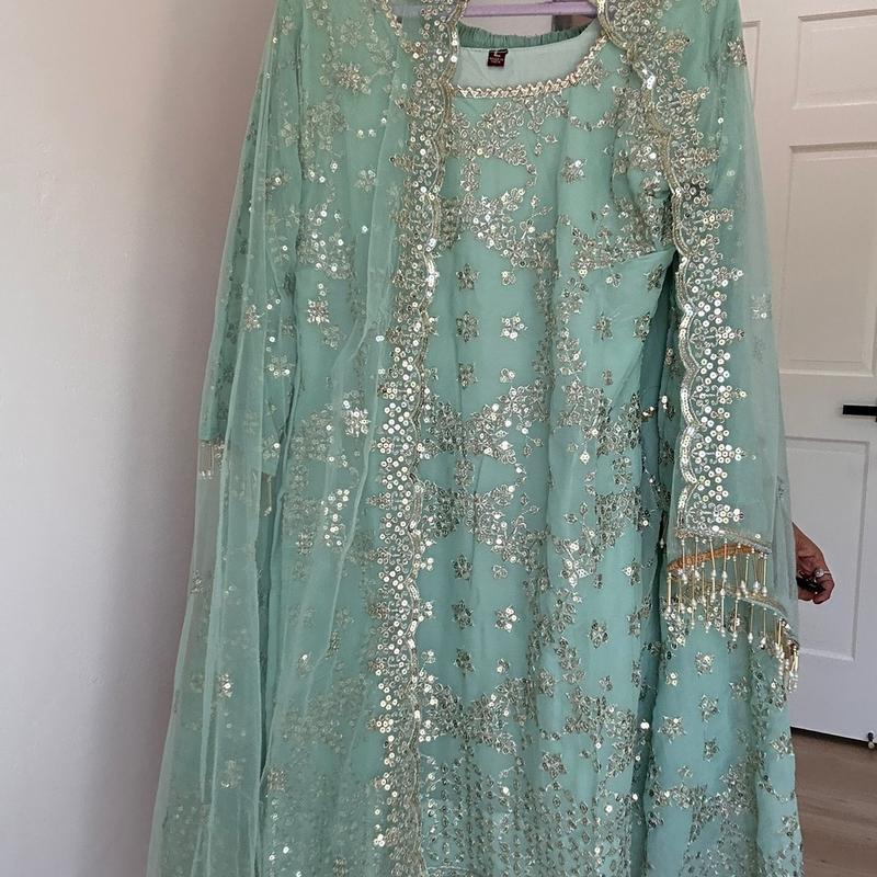 Indian green  Heavy Embroidered Sharara Suit Set for Women - Perfect for Weddings