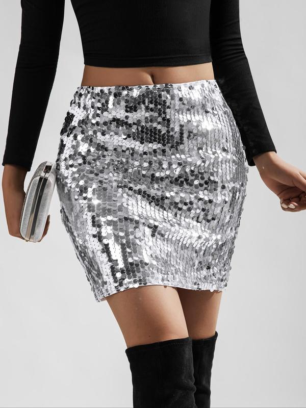 Women's Glitter Sequins Skirt, Elegant Fashion Short Skirt for Party Club Dating, Ladies Bottoms for All Seasons