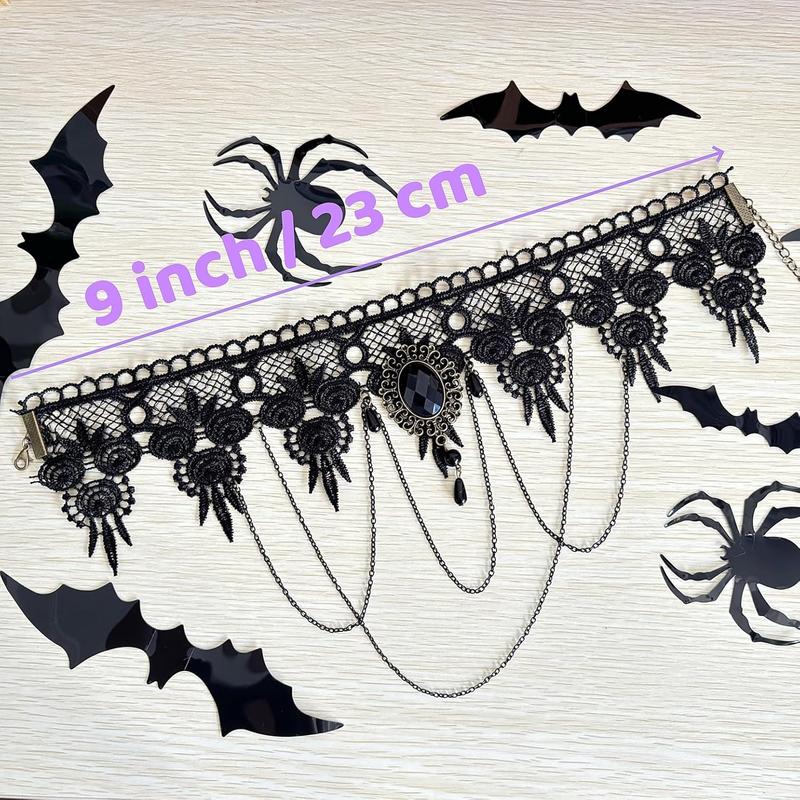 Costume Black Lace Choker and Lace Gloves Goth Choker Victorian Jewelry for Women Goth Accessories Vampire Costume