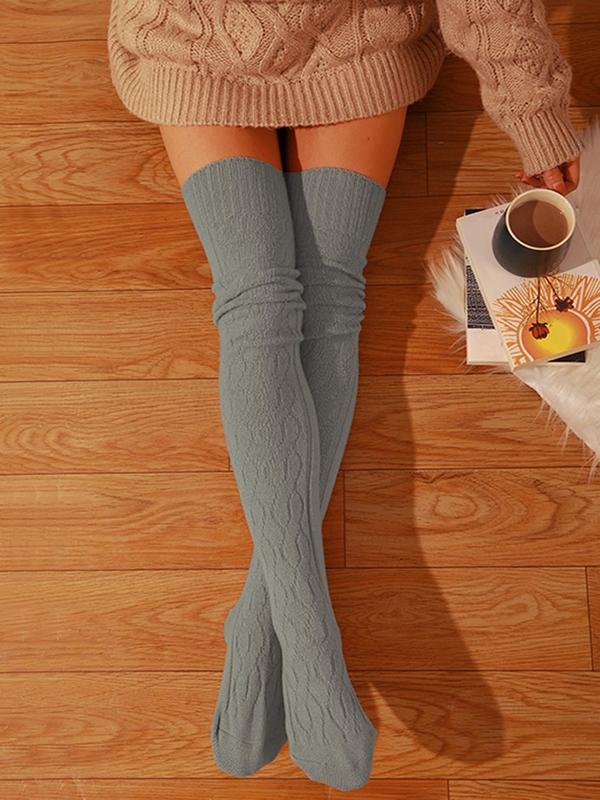 Women's Solid Thermal Knee High Socks, Casual Soft Comfy Warm Socks for Fall & Winter, Women's Socks for Daily Wear