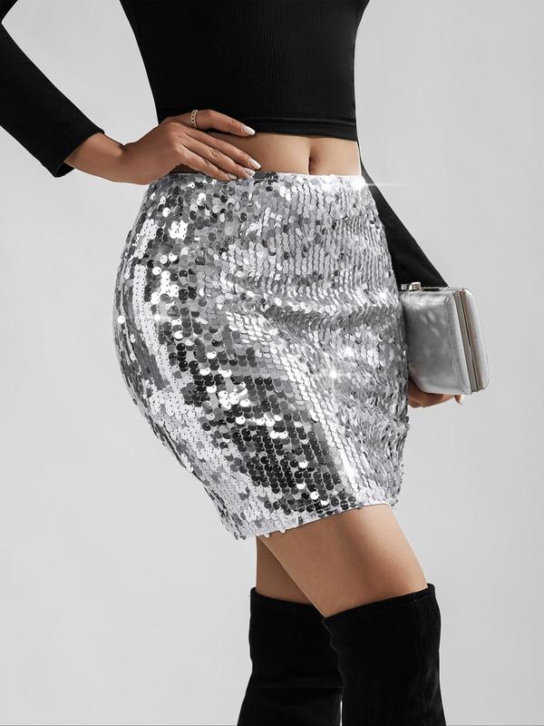 Women's Glitter Sequins Skirt, Elegant Fashion Short Skirt for Party Club Dating, Ladies Bottoms for All Seasons