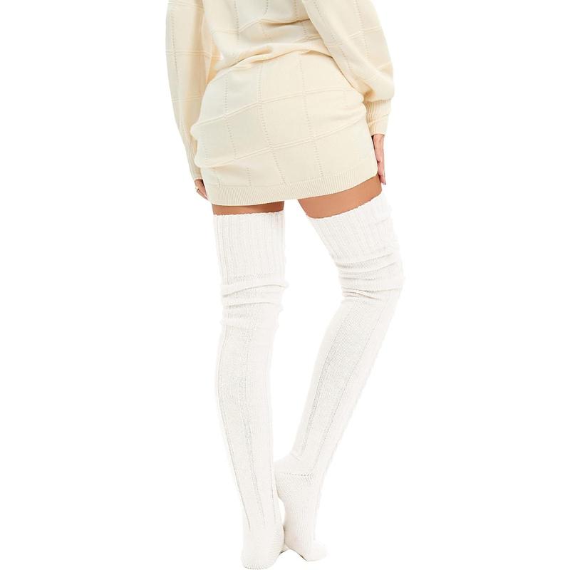 Women's Cable Knit Thigh High Socks Leg Warmers Extra Long Over Knee High Boot Stockings