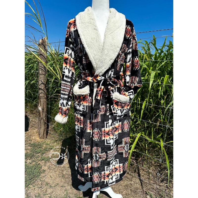 Black Brown Aztec Robe