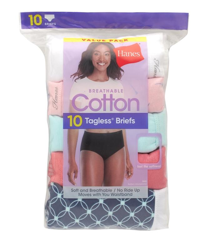 Hanes Women's Breathable Cotton Brief Underwear, White or Assorted, 10-Pack