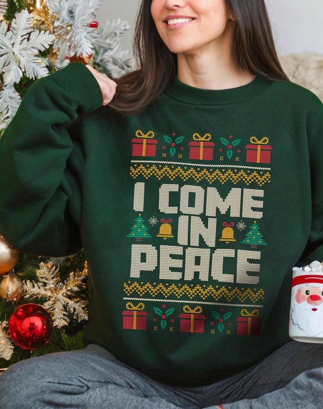 Matching Couples Ugly Christmas Sweater, Ugly Adult Humor Holiday Sweater, I Come In Peace Ugly Christmas Sweater, Ugly Christmas Party V2