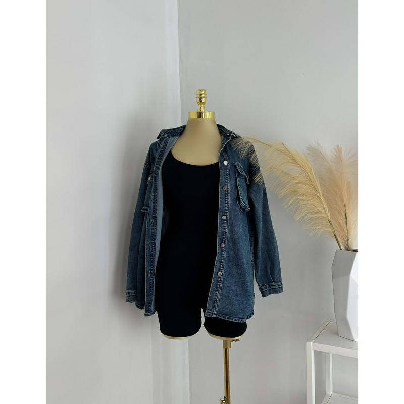 Oversized Cargo Denim Jacket