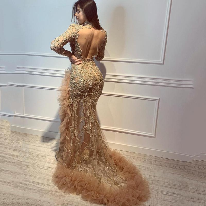 Golden Sexy Evening Dress Women's 2024 New Banquet Elegant Wedding Dress Party Host Long Fish Tail Dress