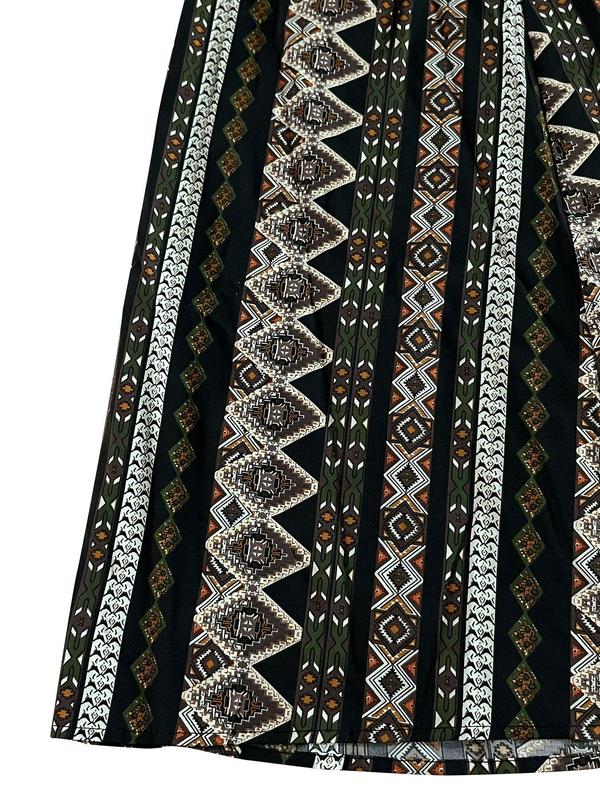 Women's Ethnic Pattern Elastic Waist A Line Skirt, Boho Fashion Casual High Waist Long Skirt for Daily Holiday Vacation Wear, Ladies Bottoms for All Seasons