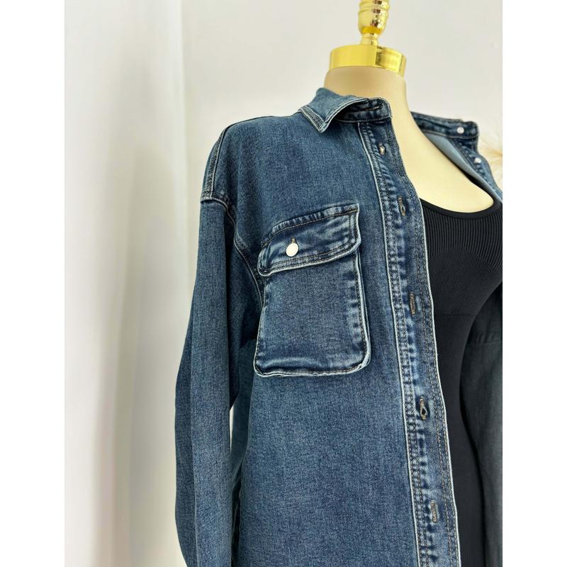 Oversized Cargo Denim Jacket