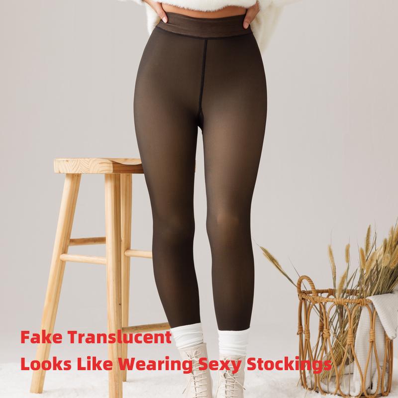 Fleece Lined Tights Womenswear Size XS - XXL Thermal Winter Basic Leggings Thick Semi-Transparent Underwear Pantyhose Closed Foot