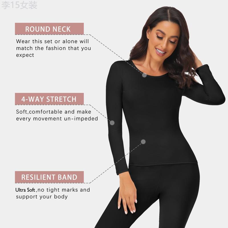 Women's Thermal Underwear Ultra-Soft Long Johns Base Layer Pajama Set For Women Cold Weather Winter Warm Long Sleeve Top Bottom Shirt & Pants Womenswear Comfort Basic Crewneck Basic Crewneck Minimalist Round Neck