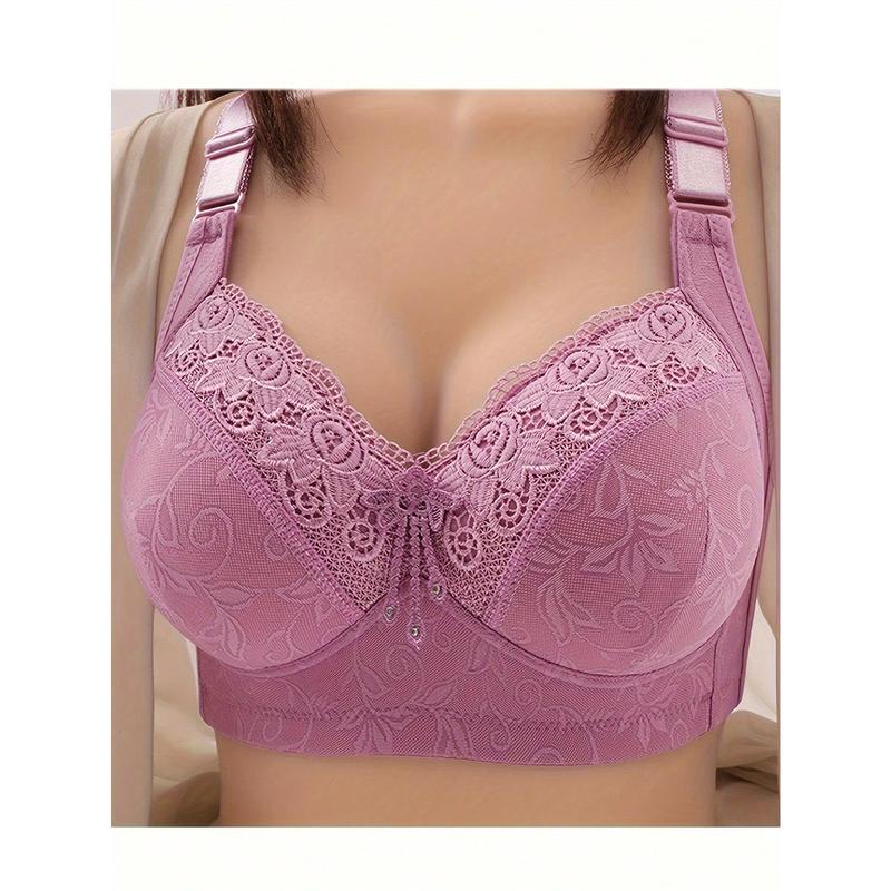 3 Pieces Luxury Lace Rims-Free Bra With Side-Closed Breasts And Big Breasts With Minor Plastic Underwear.