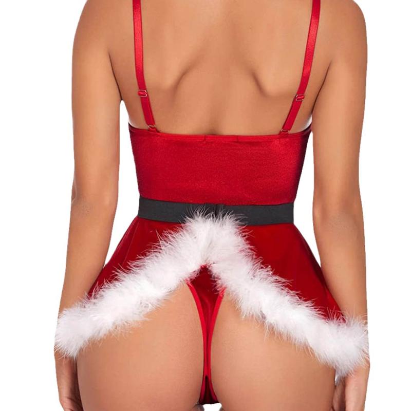 2024 New Christmas Sexy Lingerie Adult Sexy Sling One-Piece Bow Christmas Suit