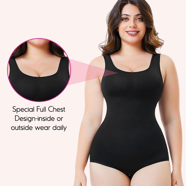 Nebility 2 Piece for Women's Seamless Round Neck Shapewear Bodysuit,Comfortable Shapewear for Daily Wear