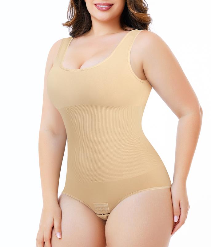 Nebility 2 Piece for Women's Seamless Round Neck Shapewear Bodysuit,Comfortable Shapewear for Daily Wear