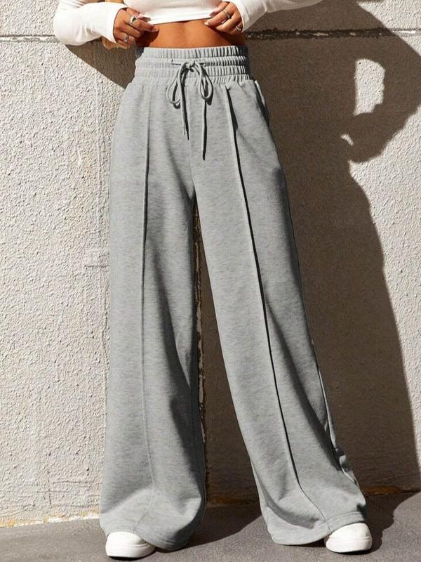 DUTUT Women‘s Wide Leg Sweatpants Fashion High Waisted Drawstring Loose Long Pants with Pockets Womenswear Comfort Underwear Minimalist Casual Trouser