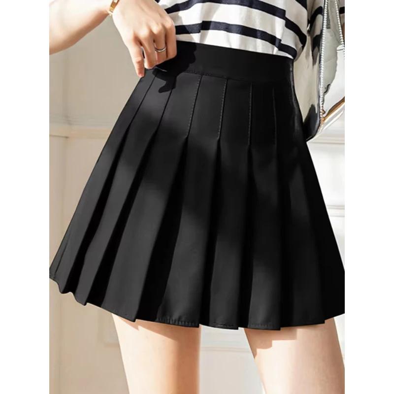 White Women Pleated Skirts Summer High Waist Zipper Girls Dancing JK Mini Skirts Black Fashion Student A Line Faldas 2024 skirts tight outfits Womenswear Bottom Comfort Basic Comfort Basic Minimalist