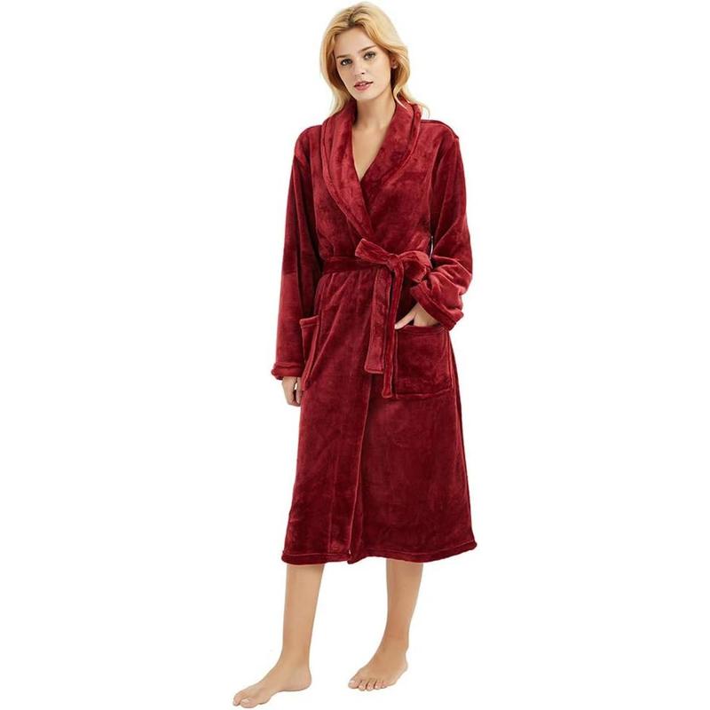 HEARTNICE Womens Fleece Robes, Soft Plush Long Bathrobe, Thick Kimono Robes for Womens, Warm House Coat