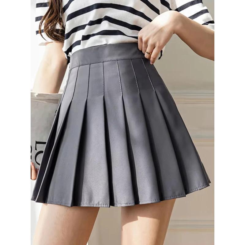 White Women Pleated Skirts Summer High Waist Zipper Girls Dancing JK Mini Skirts Black Fashion Student A Line Faldas 2024 skirts tight outfits Womenswear Bottom Comfort Basic Comfort Basic Minimalist