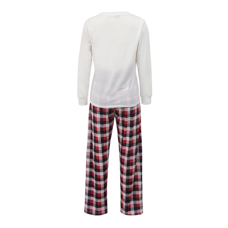 Christmas Pajamas For Family, Elk Print O-Neck Long Sleeve Tops+ Plaid Long Pants for Kids Adults