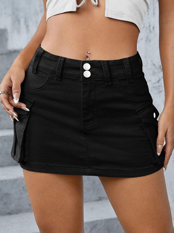 High Waist Denim Skort Korean Style Retro Short Skirt