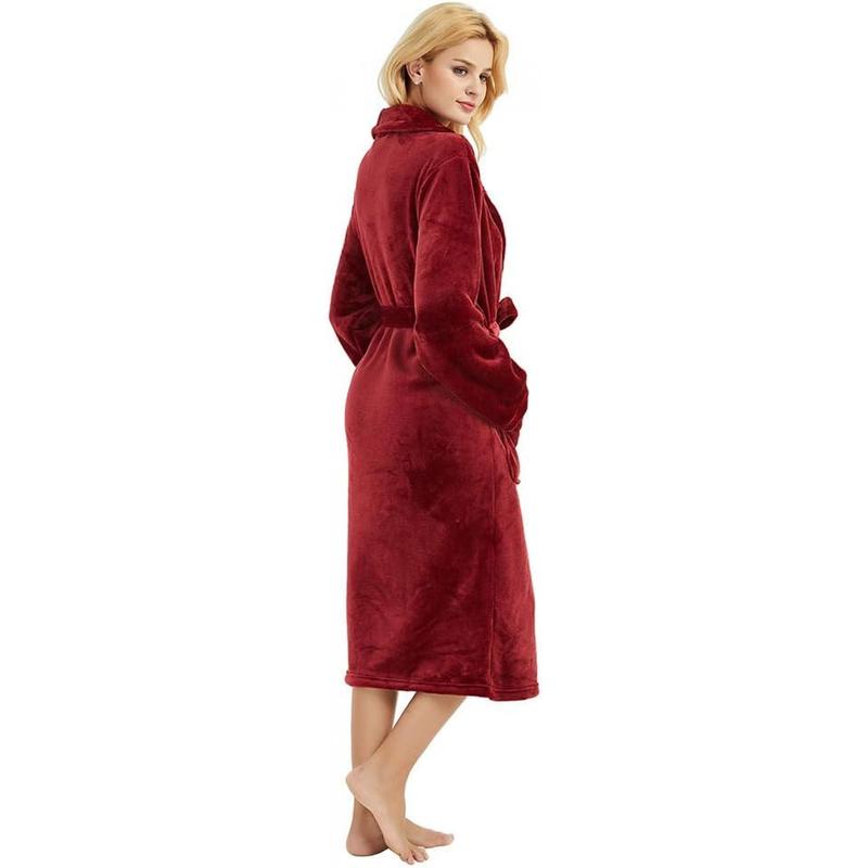 HEARTNICE Womens Fleece Robes, Soft Plush Long Bathrobe, Thick Kimono Robes for Womens, Warm House Coat