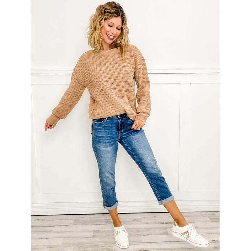 SPECIAL A Mid Rise Tummy Control Slim Boyfriend Jeans