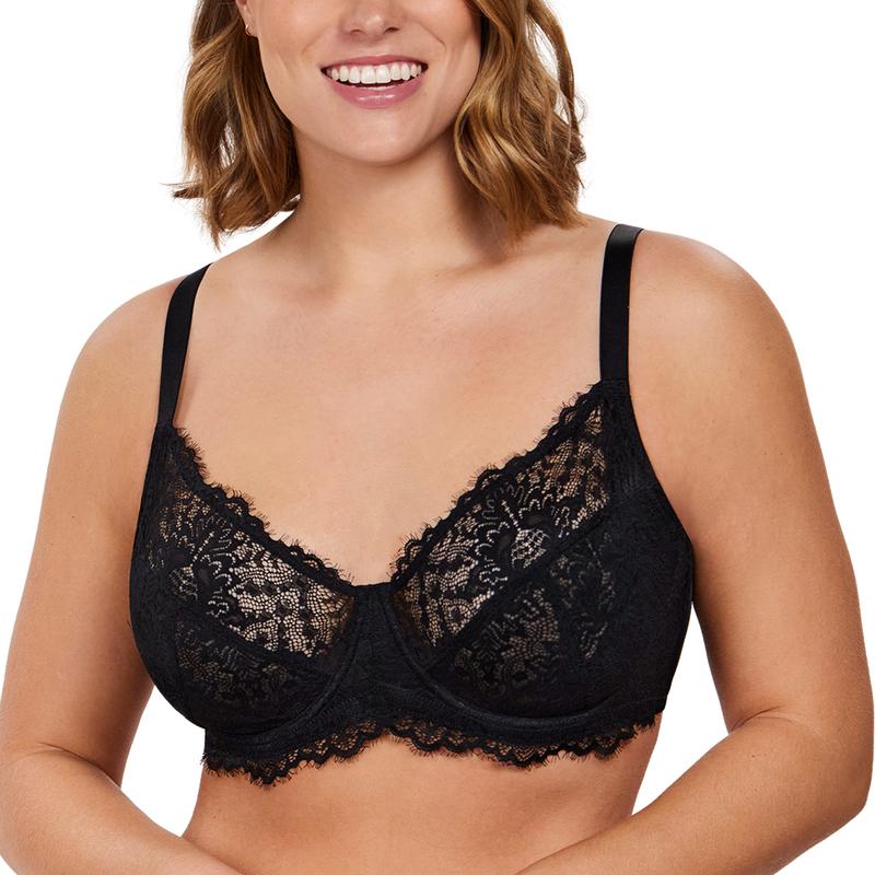 HSIA Sunflower Plus Size Minimizer Floral Lace Unlined Unpadded Breathable Comfort Women Underwire Bra