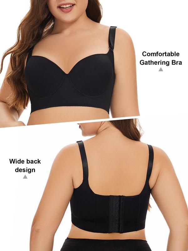 Women's Solid Adjustable Strap Underwire Bra, Casual Comfy Breathable Full Coverage Bra, Women's Lingerie for All Seasons