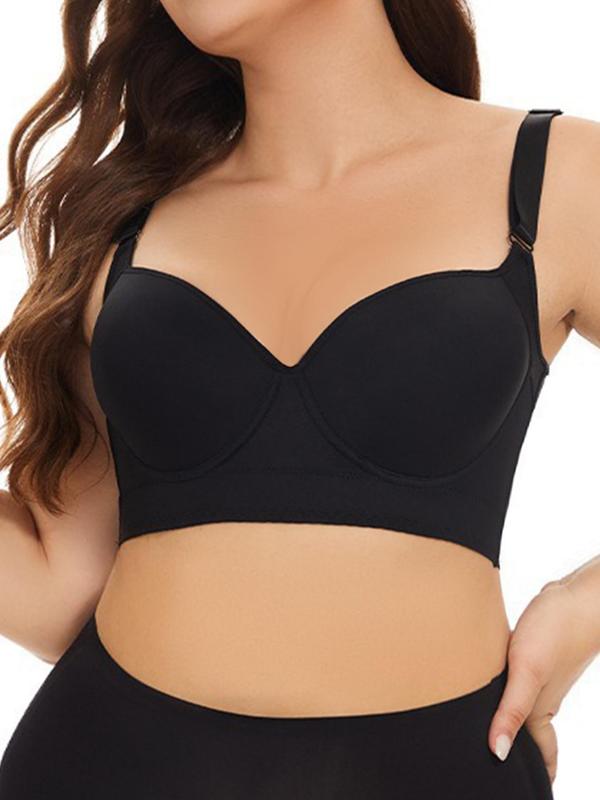 Women's Solid Adjustable Strap Underwire Bra, Casual Comfy Breathable Full Coverage Bra, Women's Lingerie for All Seasons