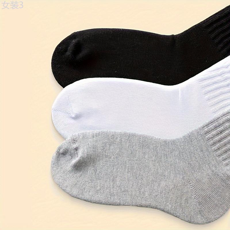 3 Pairs Solid Simple Socks, Soft & Comfy Slouchy Mid-calf Socks, Women's Stockings & Hosiery  Fabric Womenswear  Spandex Comfort