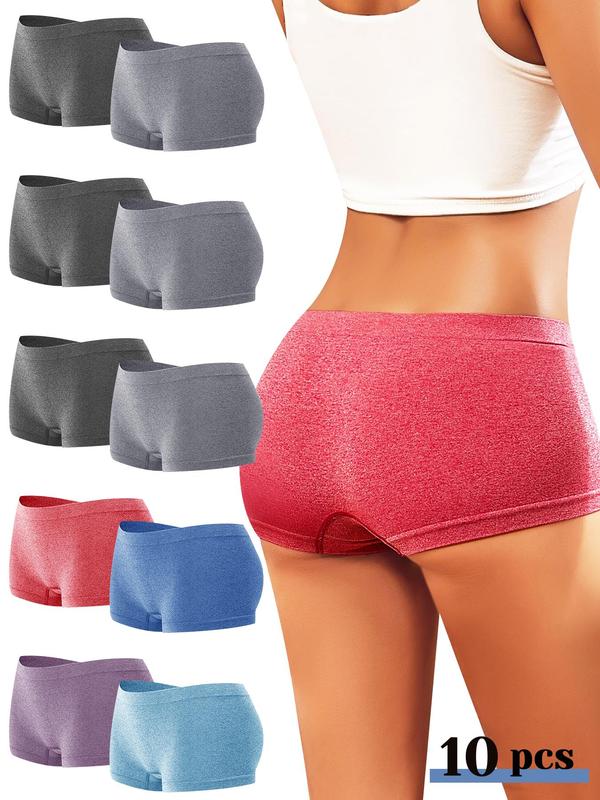 10 Count Women's Boyshort Panties Underwear Full Coverage Seamless Soft Stretch Boxer Briefs for Winter Chrismas