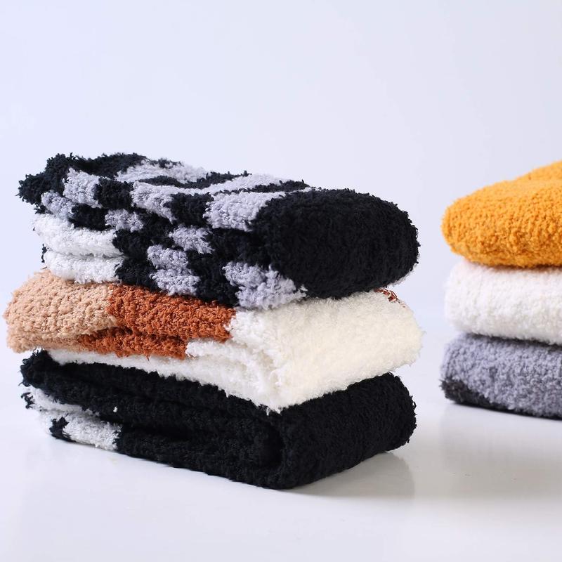 6 Pairs Cute Cat Paw Socks Women Winter Fuzzy Cozy Plush Slipper Socks