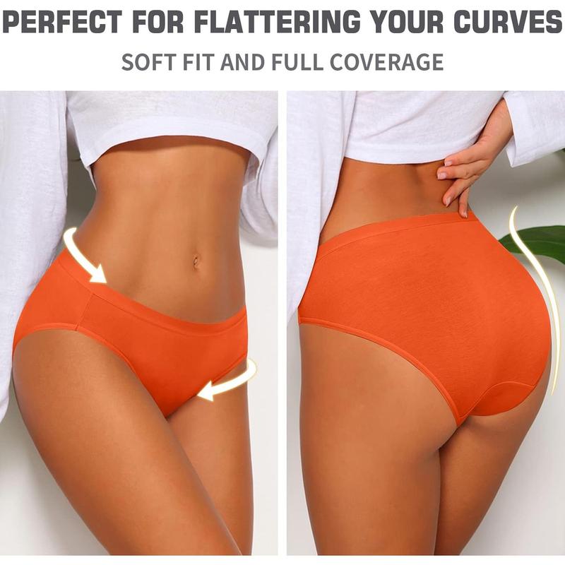 Women's Cotton Bikini Panties, High-Cut Full Coverage Stretch Cool Underwear for Women