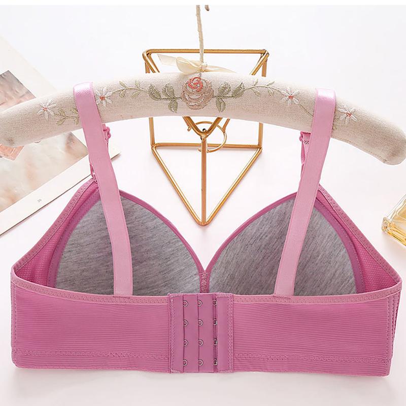 Women Plus Size Full Solid Color Cup Bra Wire-Free with Side Gather