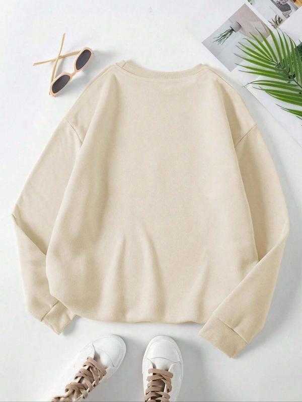 Women's Cartoon Round Neck Sweatshirt, Fashion Casual Long Sleeve Pullover for Daily Wear, Ladies Fall & Winter Clothes