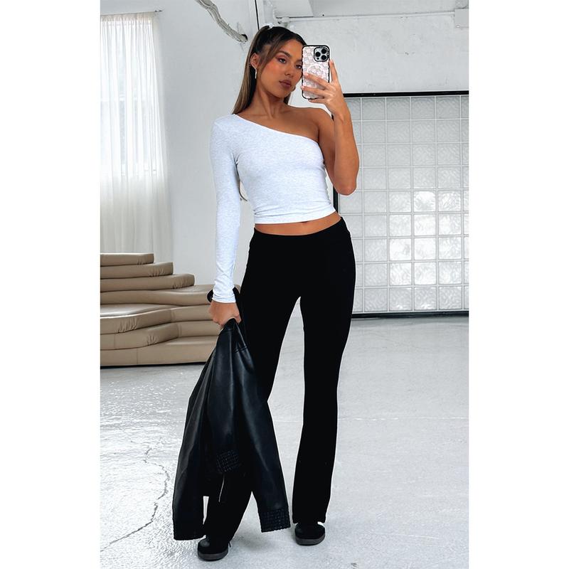 Fashionable and Comfortable Slim-Fit Slim Back Waist Low Waist Bell-Bottom Pants