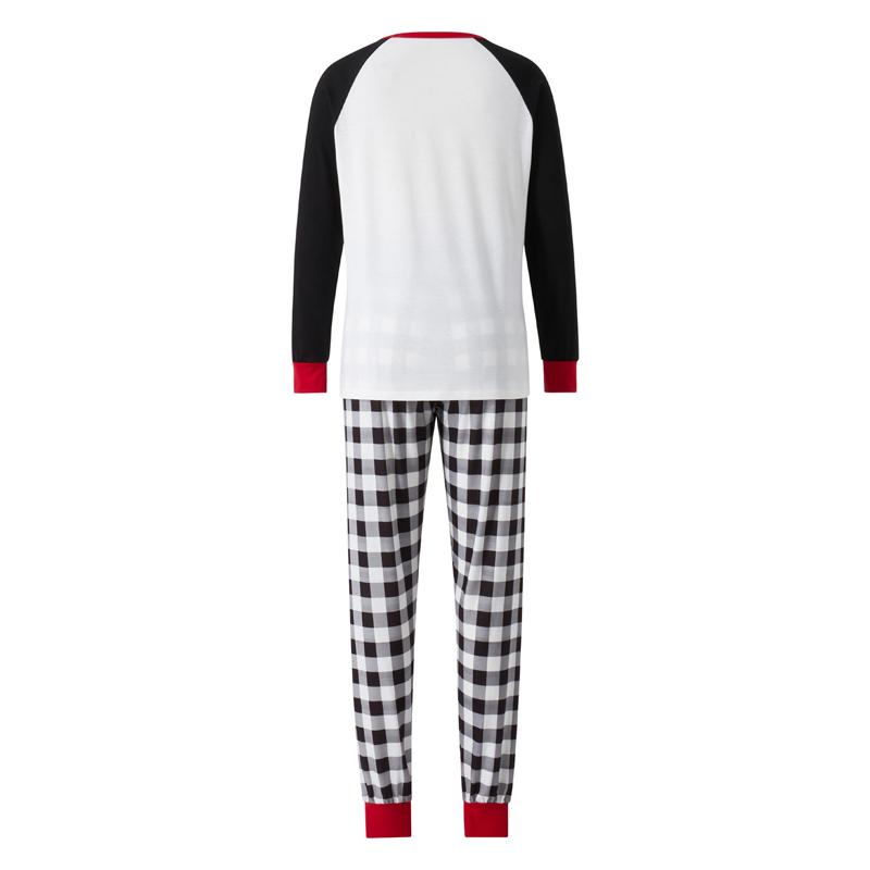 Matching Christmas Pajamas For Family Sunglasses Letter Print Long Sleeve Tops and Plaid Pants Sleepwear