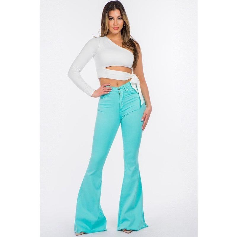 Bell Bottom Jean in Turquoise Inseam 32