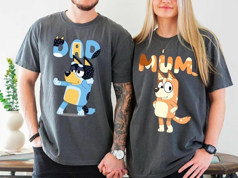 Retro Bluey Family T-Shirt DRG, Bluey Mom T-Shirt DRG,  Bluey Dad T-Shirt, Bluey Father's Day T-Shirt, Bluey Dad T-Shirt DRG, Bluey Mothers Day T-Shirt