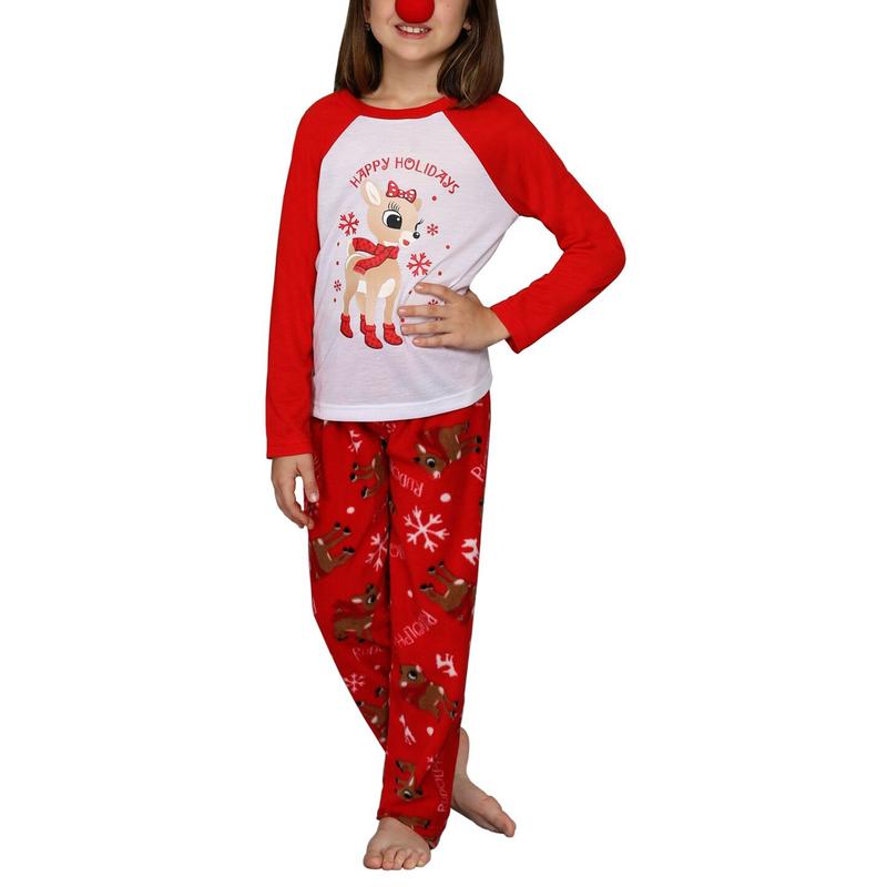 2024 New Christmas Family Pajamas Set, Deer Print Long Sleeve Round Collar Pullover+Trousers Xmas Pj's Clothes Homewear Sleepwear Loungewear Nightwear for Women Men Kids Pants Womenswear