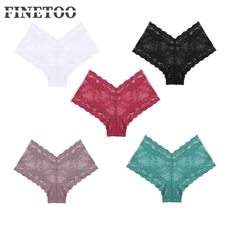 FINETOO 9PCS Sweet Underwear for Women V-Waist Shorts Women' s Underwear Lightweight Soft Lace High Waist Panties