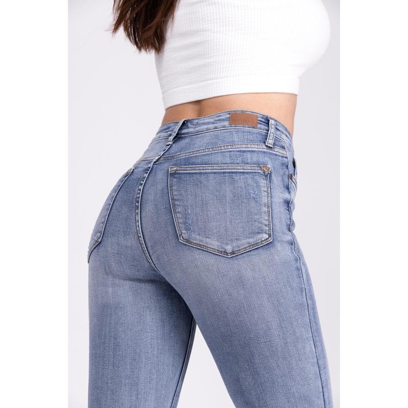 The Magnolia from Judy Blue: High-Rise Tummy Control Flare Denim