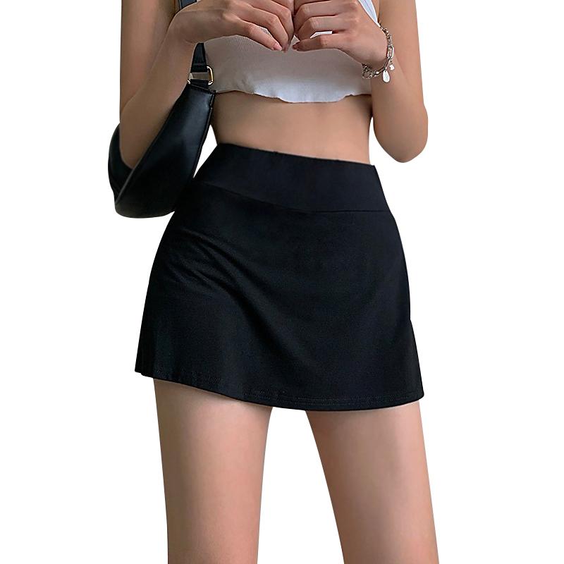 Gorgeous Women's Tennis Mini Skirt: Solid - color High - waist Wrap Miniskirt with Lining Shorts for Girls Casual Fabric