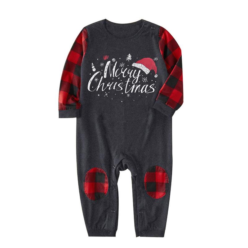 Family Christmas Matching Pajamas Set Red Plaid Adults Baby Long Sleeve Party Loungewear