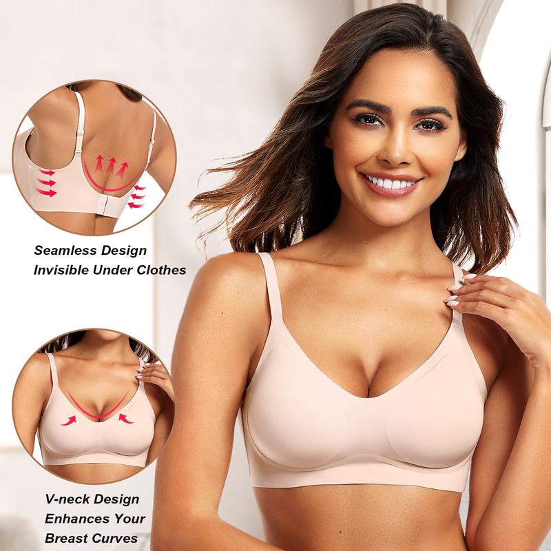 Vertvie Women Deep V Bras No Underwire Comfort Wireless Bralettes Adjustable Seamless Plunge Bra Comfortable Spandex