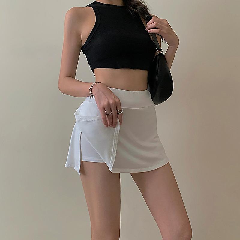 Gorgeous Women's Tennis Mini Skirt: Solid - color High - waist Wrap Miniskirt with Lining Shorts for Girls Casual Fabric