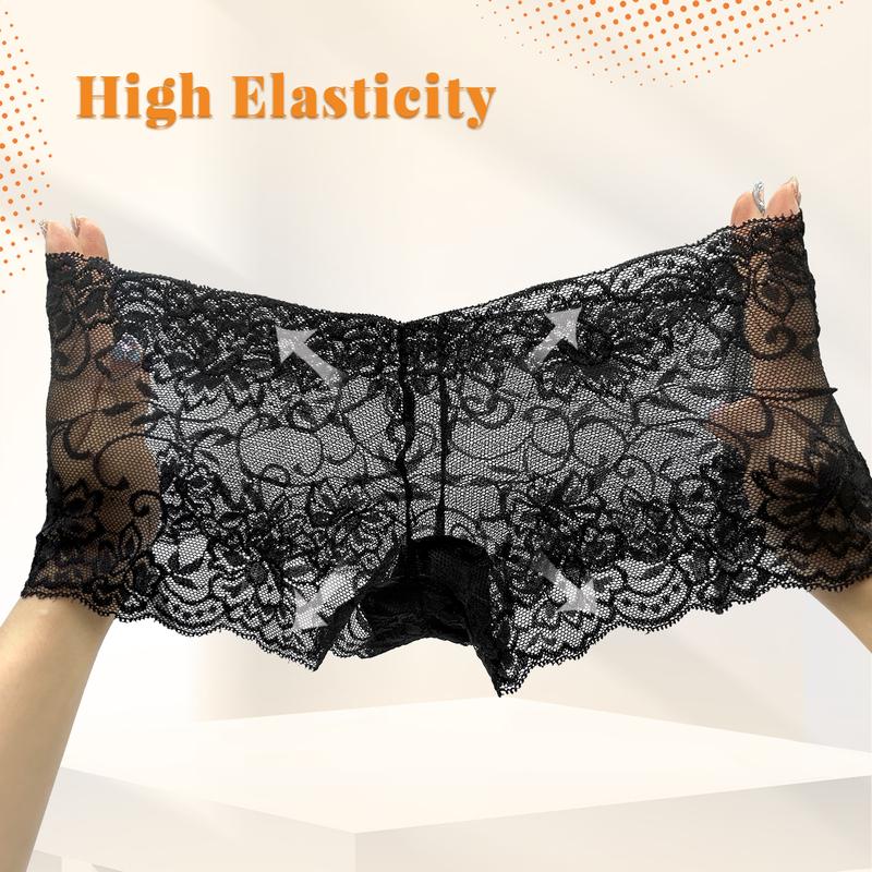 Underwear for Women V-Waist Shorts Women' s Underwear Lightweight Soft Lace High Waist Panties 6 Pack Sexy V-Waist Lingerie Panty